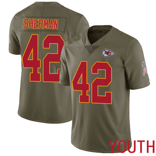 Youth Kansas City Chiefs #42 Sherman Anthony Limited Olive 2017 Salute to Service Nike NFL Jersey